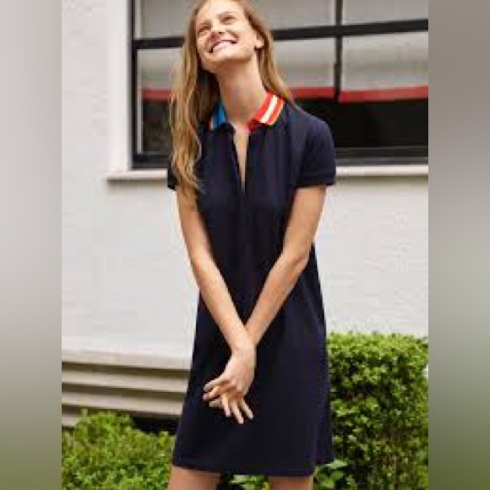 LACOSTE Lyocell Blend Navy Polo Shirt Dress - Sz. 36